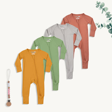 Bamboo Fiber Infant Creeper Zipper Bodysuit