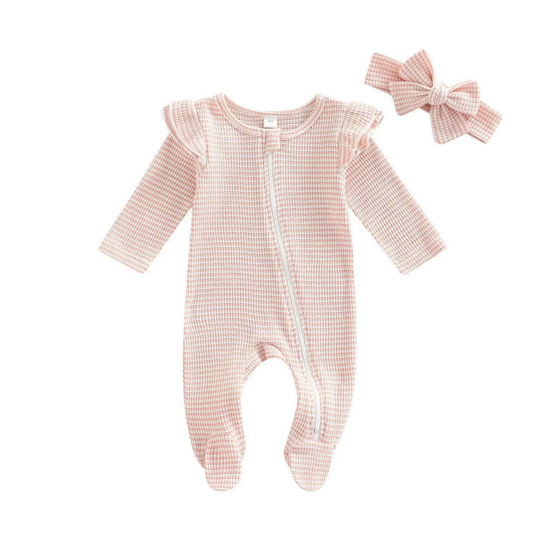 Baby Bodysuit With Fly Sleeves Solid Colour Zip