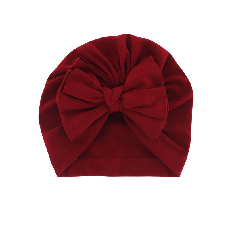 Hooded Hat with Bowknot Wrapped Turban Solid Color Hat