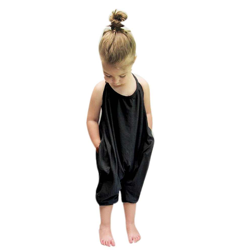 Girls' cotton two-rope one-piece suspenders