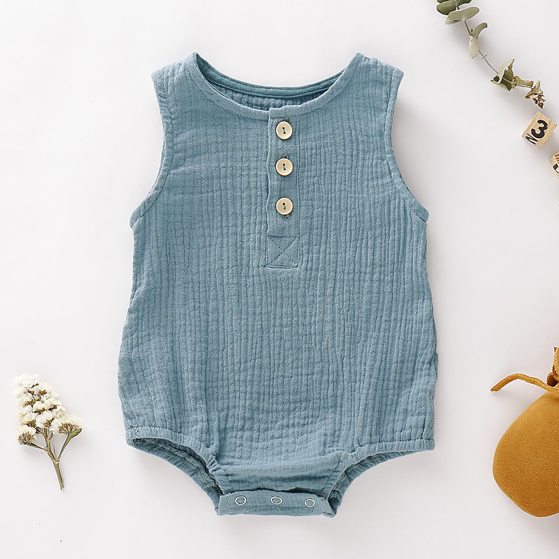 Baby solid color cotton romper