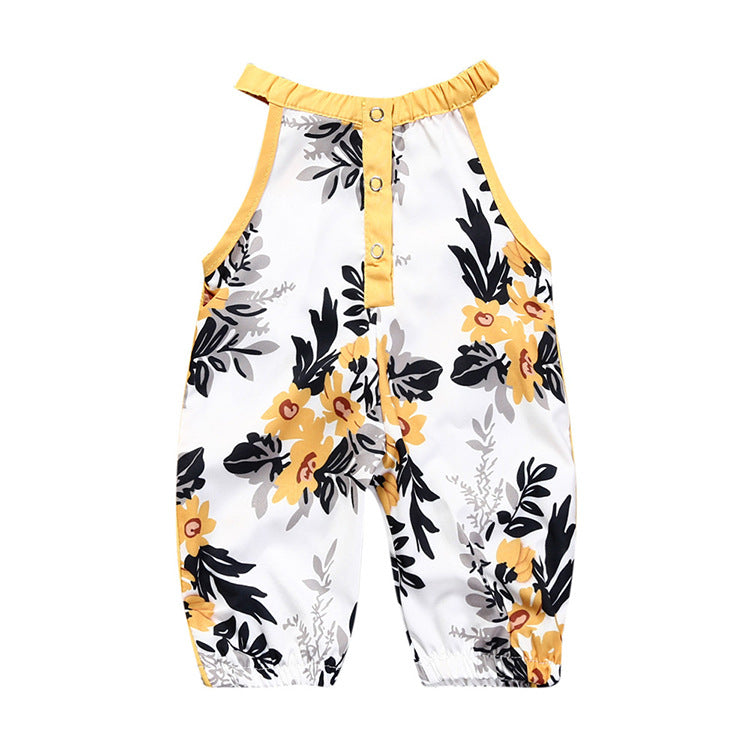 Sleeveless Floral Jumpsuit Jumpsuit Ins Children's Clothing