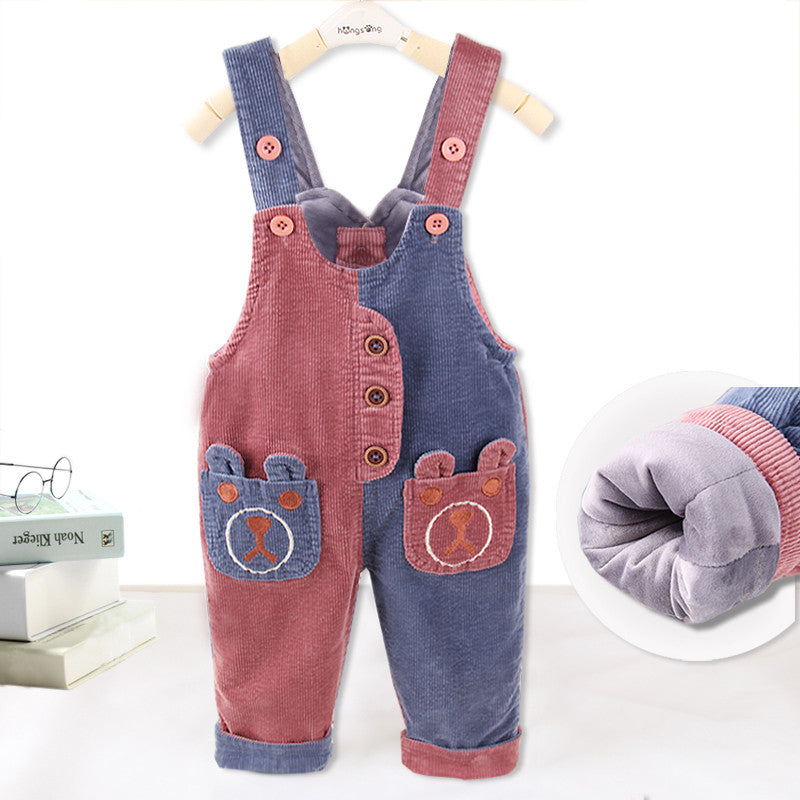 Thicken Plus Velvet Children's Overalls