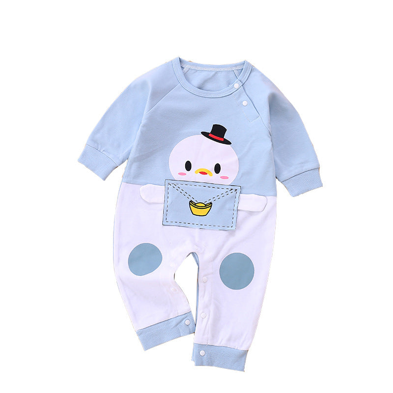 Long-sleeved cotton romper baby suit