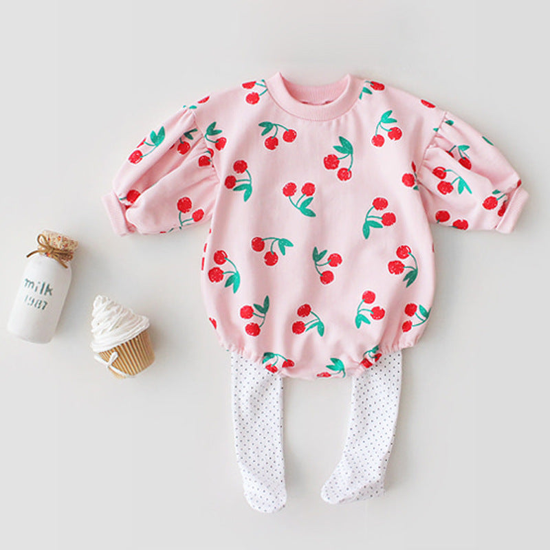 Children's cherry print romper