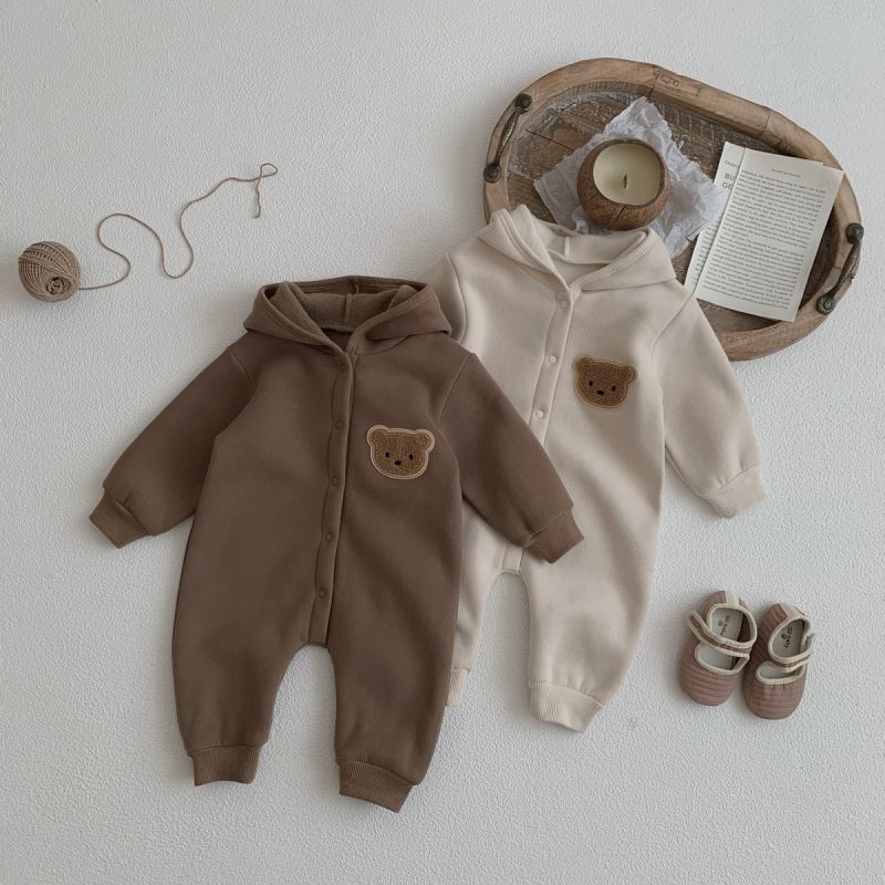 Jumpsuit Coat Male And Female Baby Fleece-lined Cartoon Bear