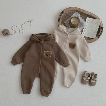 Jumpsuit Coat Male And Female Baby Fleece-lined Cartoon Bear