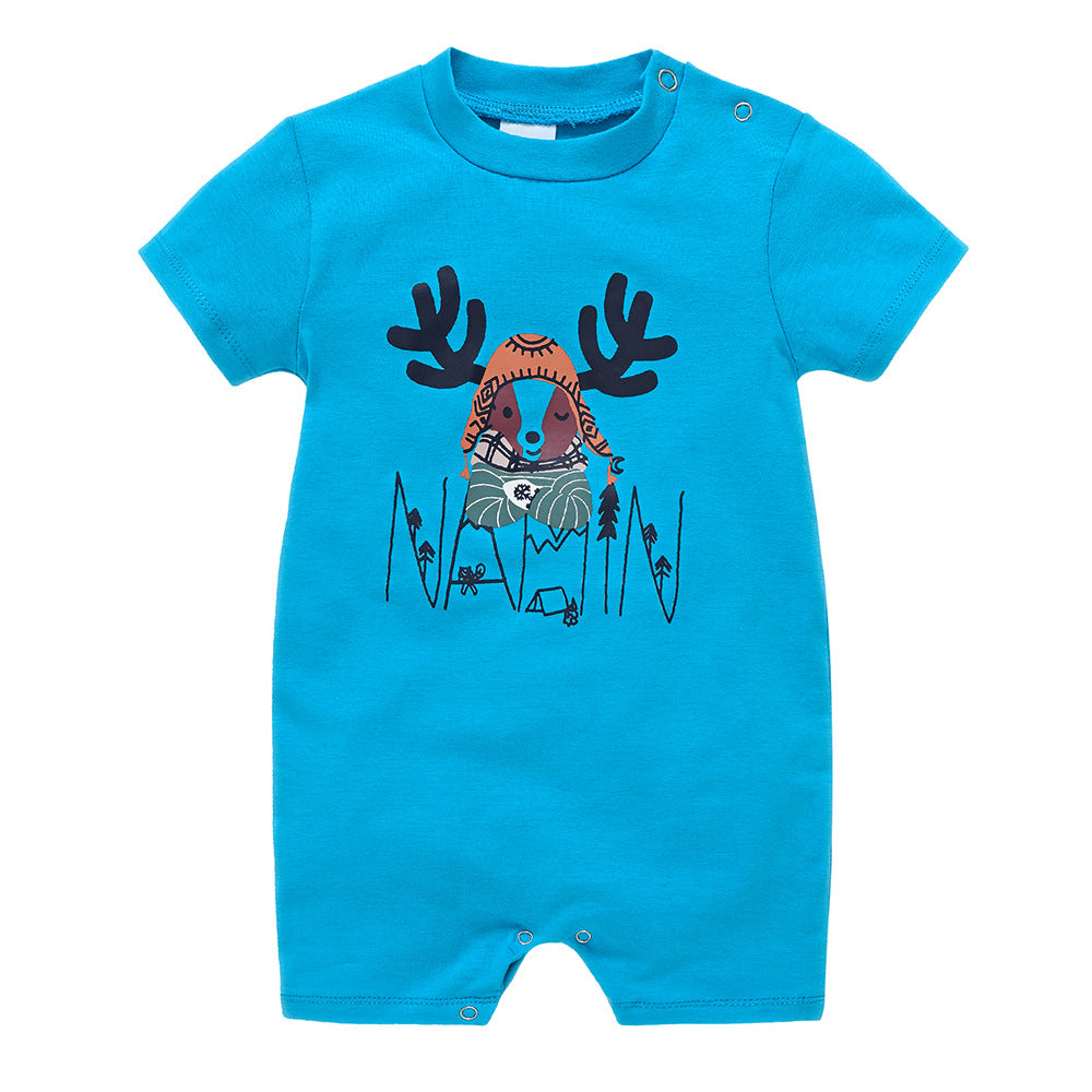 Male cartoon cotton romper baby jumpsuit summer children's clothing