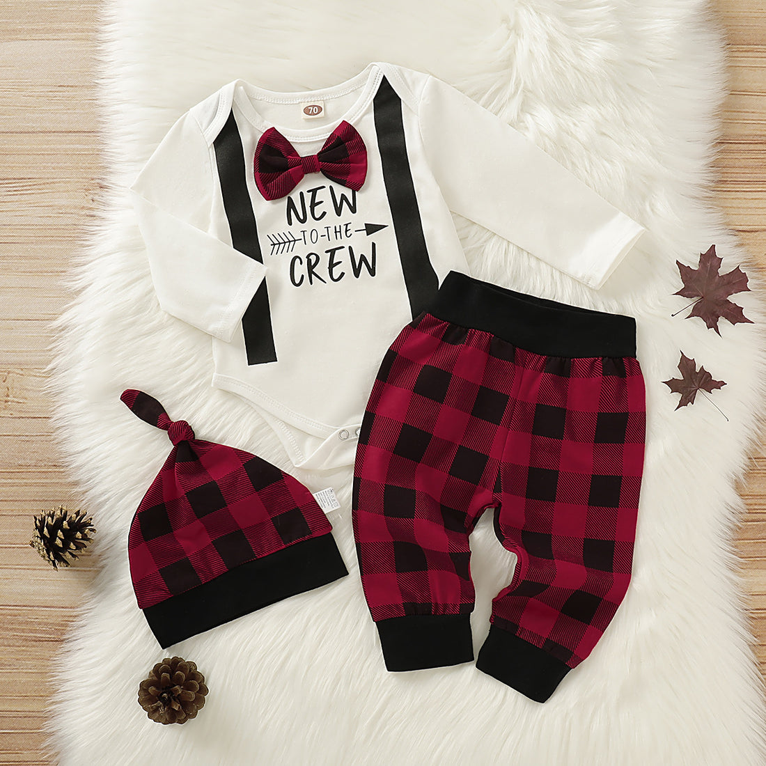 Long sleeve personalized fake bow tie Romper pants