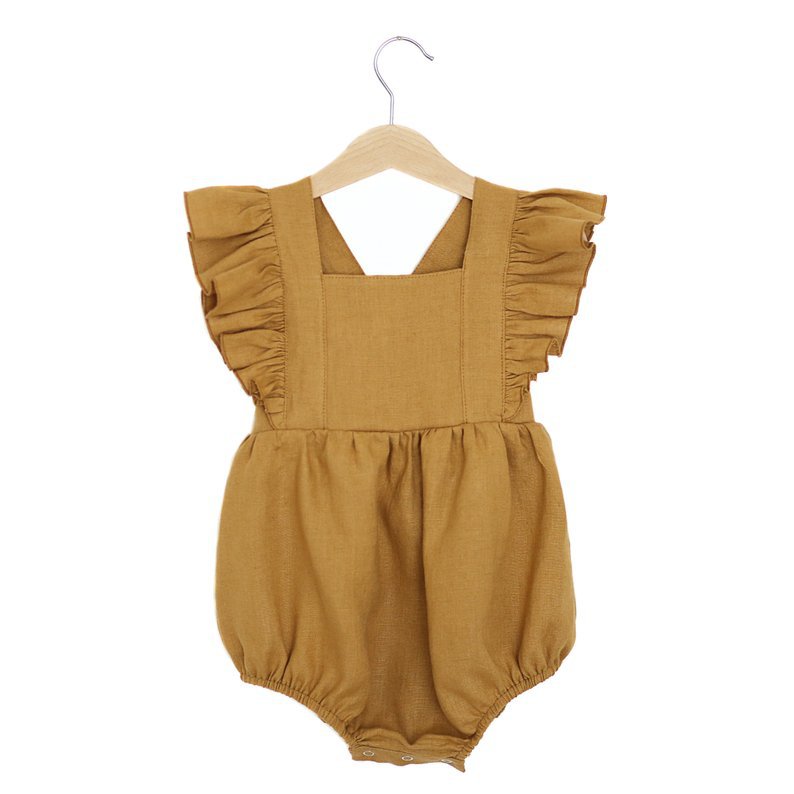 Pure Color Girls' Linen Cotton Triangle Romper