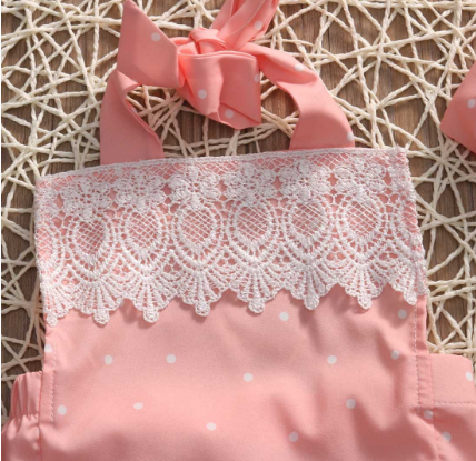 Pink lace triangle dress with headwear
