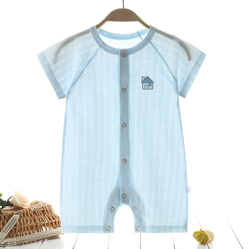 Baby\'s one-piece clothes summer thin men\'s Harbin clothes pure cotton women\'s pajamas summer short sleeve newborn children\'s summer clothes