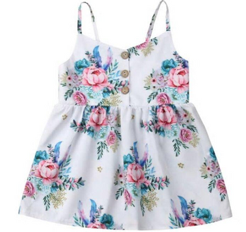 Flower group starry print strap dress