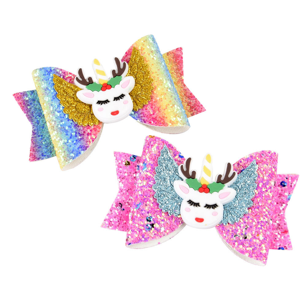 Bright Glitter Children Hair Clips Kids Fairy Bow Princess Hairgrips Flexible Hair Bow Headwear