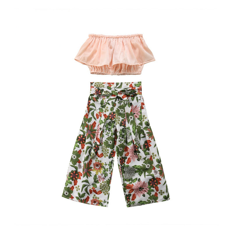 Two-piece Tube Top Shoulder Wide Leg Pants