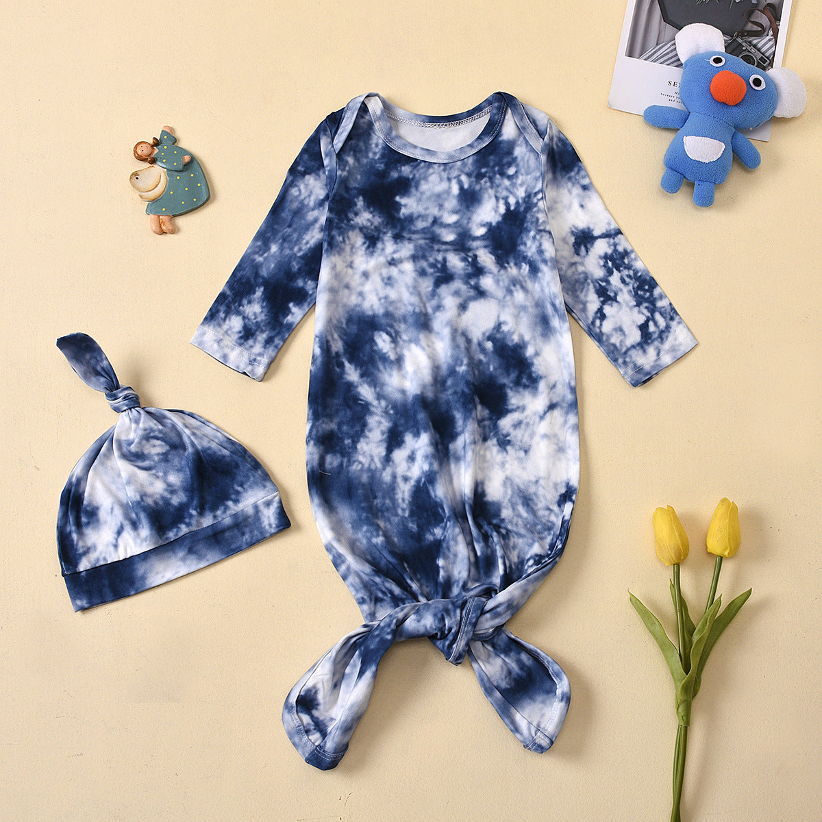 Tie-dye Long-sleeved Baby Sleeping Bag Cotton Suit For Boys And Girls