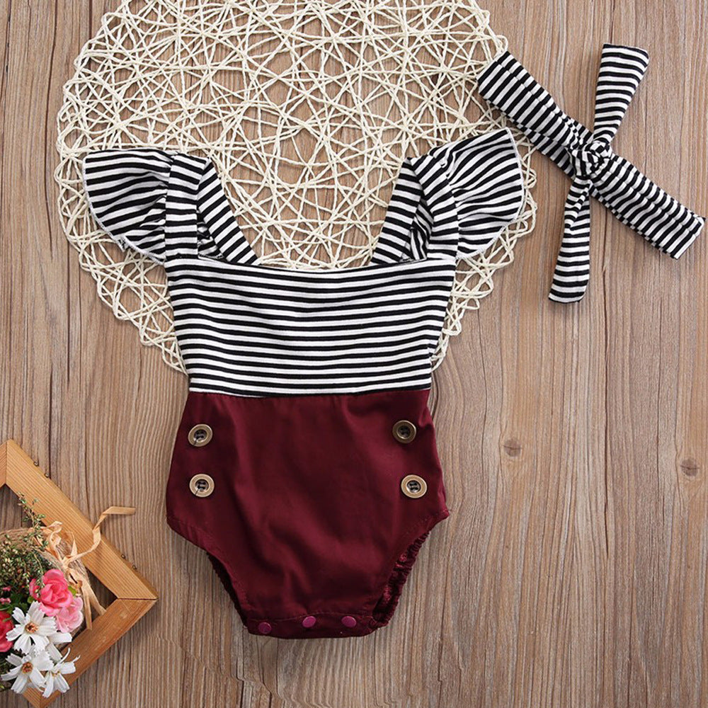 Striped stitching newborn clothes