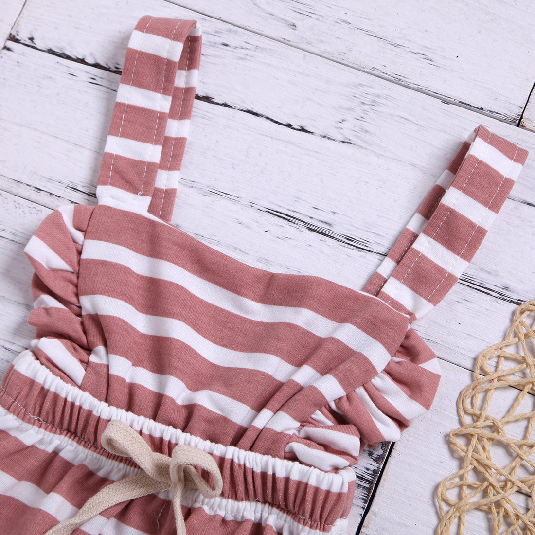 Pure cotton stripe jumpsuit