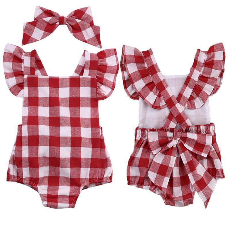 Red Plaid Set Bow Red Plaid Dress Two-piece Suit