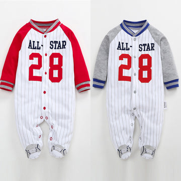 Letter Embroidered Baseball Jersey Jumpsuit
