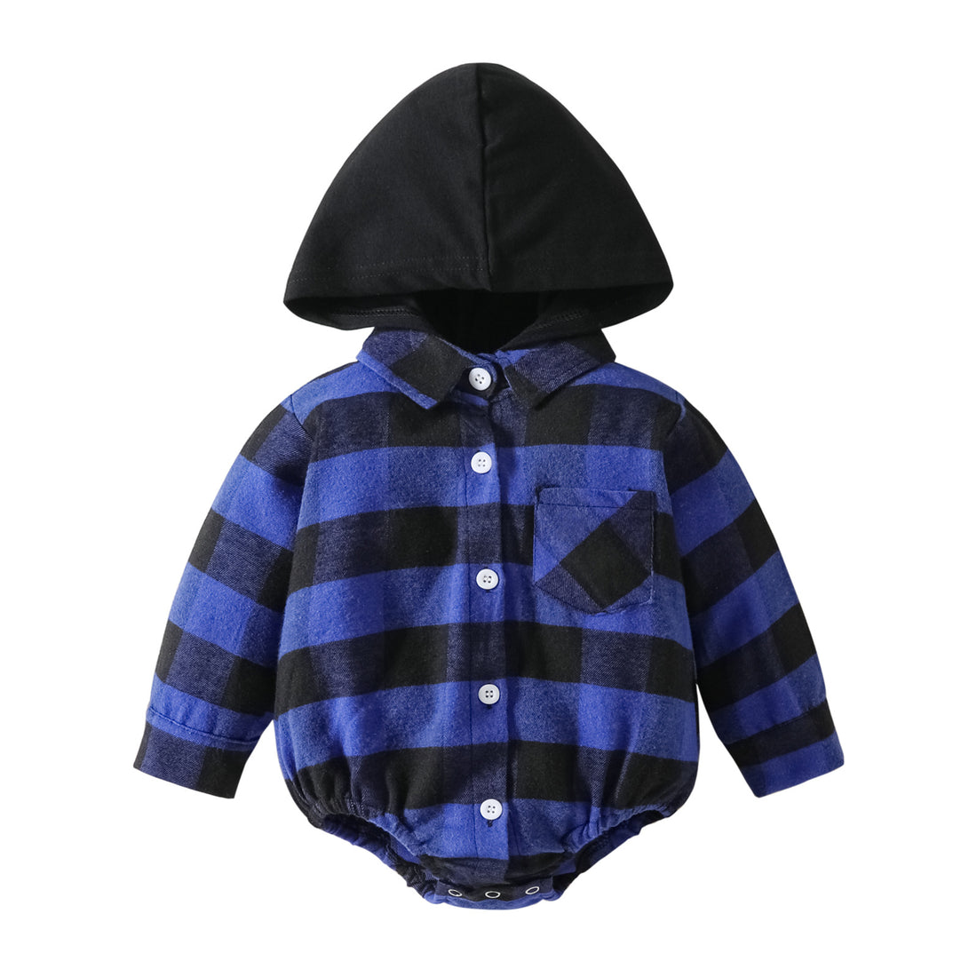 Baby Clothing Christmas Baby Plaid Button Hooded Jumpsuit