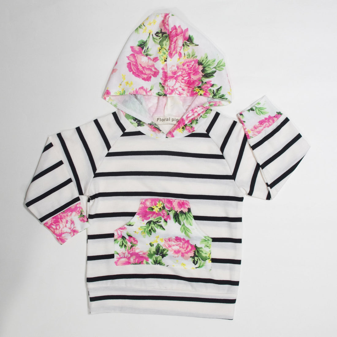 Ebay Explosion Models Aliexpress's Baby Flowers Striped Long Sleeved Hooded Suit XH1866WH