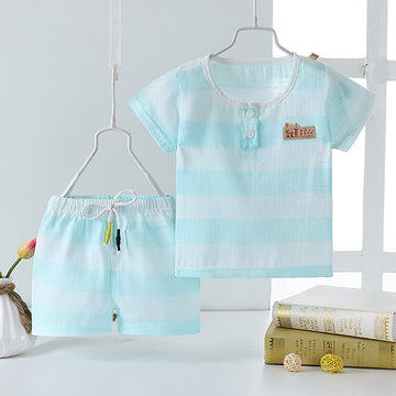 Children's double gauze short sleeve suit