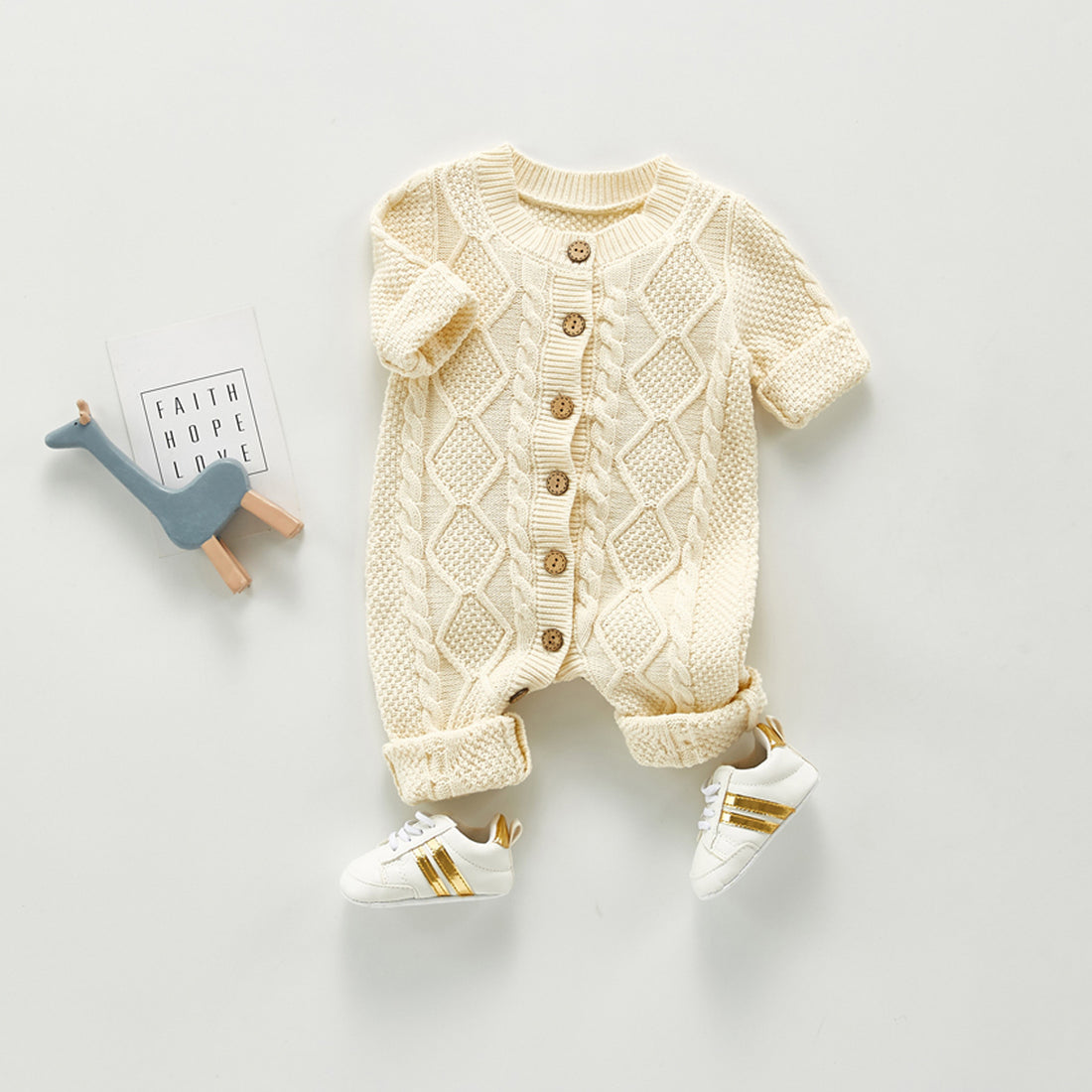 Baby cotton and woolen bodysuit