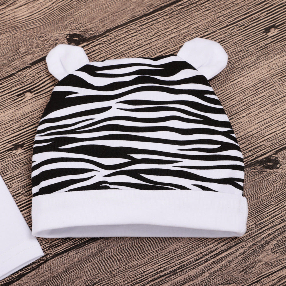 Baby Long Sleeve Cartoon Zebra Print Romper Set