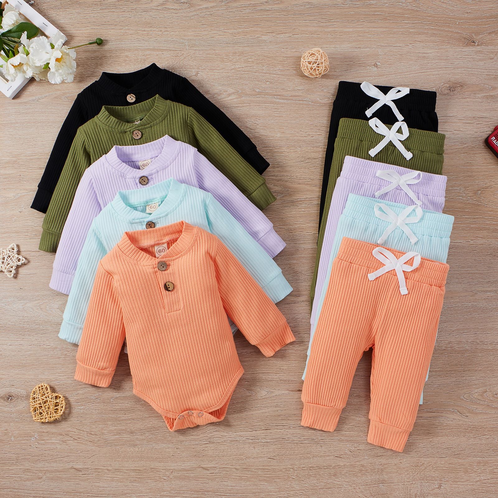 Boys And Girls Stand-up Collar Jumpsuit Long-sleeved Romper Trousers Two-piece Set