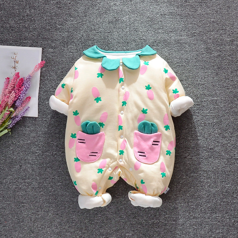 Cute Baby Autumn Thin Cotton Warm Jumpsuit