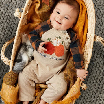 Children's Clothing Pumpkin Element Long-sleeved Patchwork Romper