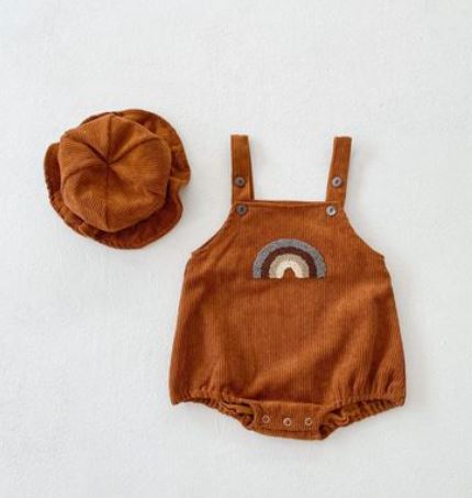 Male And Female Baby Corduroy Rainbow Sling Romper Bag Fart Clothes