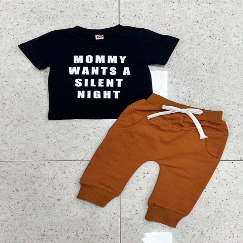 MOMMY Monogram Print Baby And Toddler Set