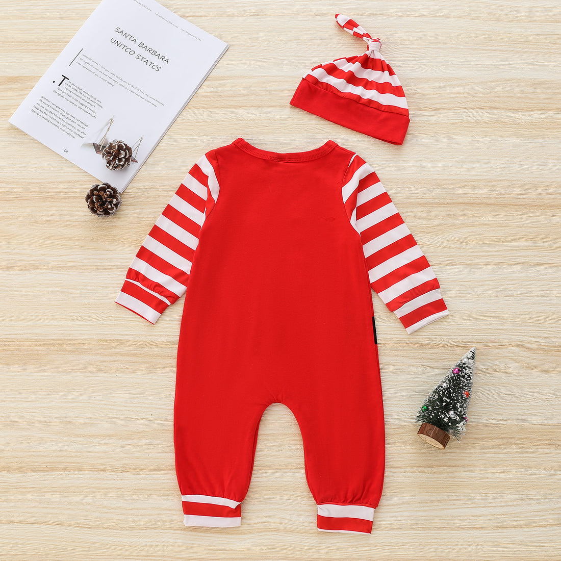 Cute Christmas Day Long Sleeve Personalized Printed One-piece Hat Two-Piece Set