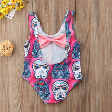 Girls Bikini Cartoon Skull Pattern Swimsuit