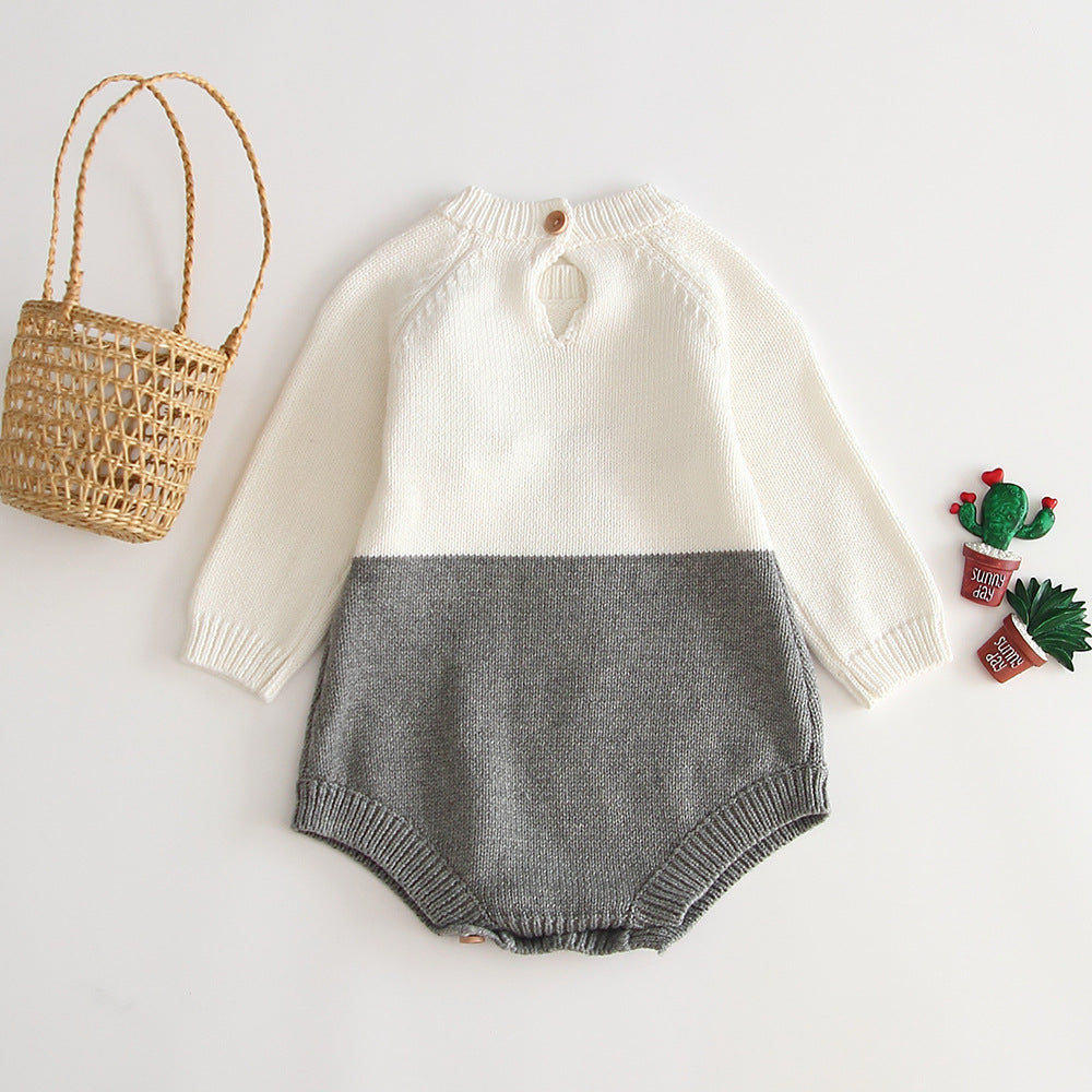 Knitted one-piece cotton romper