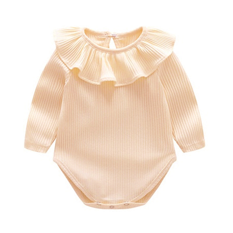 Leonora Knitted Romper Newborn Baby Girl Long Sleeves Romper Lotus Leaf Collar Romper Outfits 5 Color