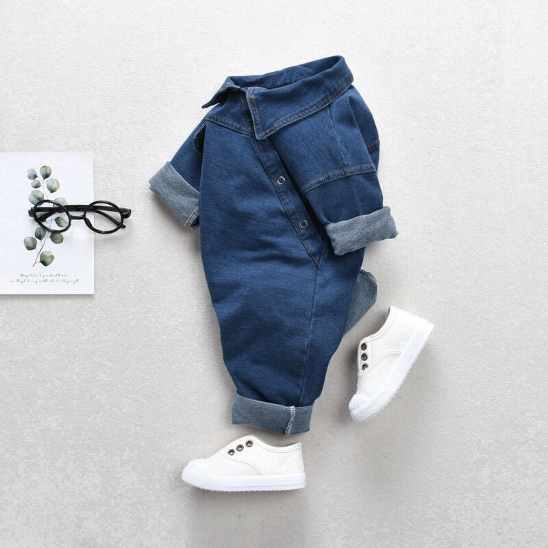 Children's Personalized Patch Pocket Denim One-piece