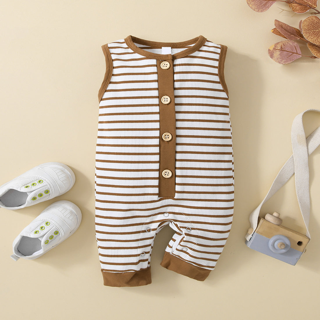 Summer Boys And Girls Sunken Stripe Sleeveless Leotard Baby Striped Romper