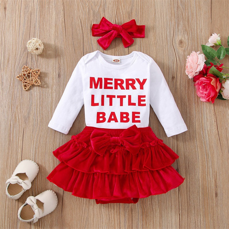 Infant Baby Girl Infant Letter Long-sleeve Suit