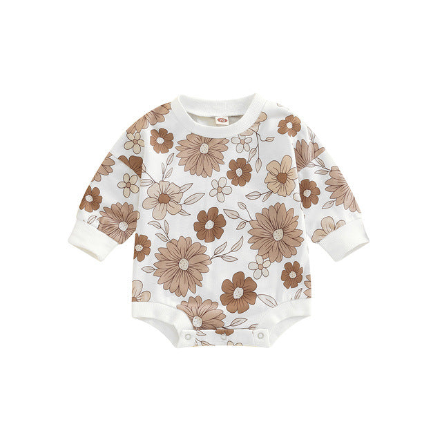 Floral Full Print Baby Onesie Four Colors To Choose From