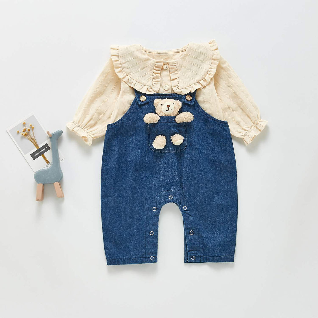 Men's And Women's Denim Long Sleeved Suspenders Baby Pants