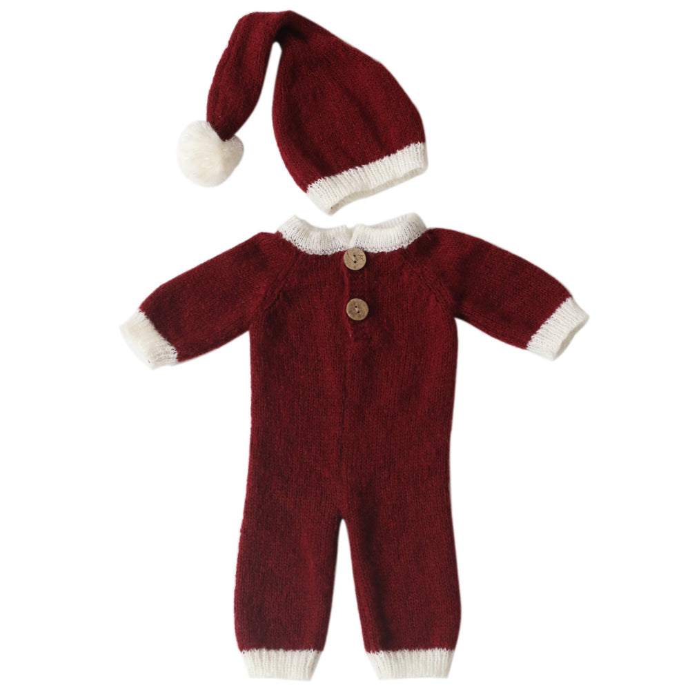 newborn clothing Christmas mohair hat  jumpsuit suit