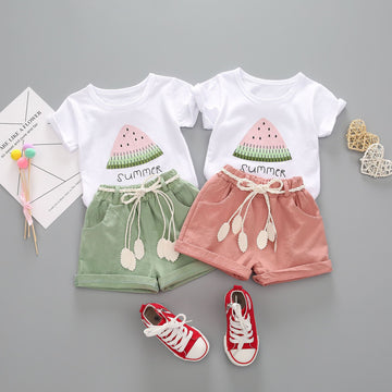 Girls Watermelon Short Sleeve Suit