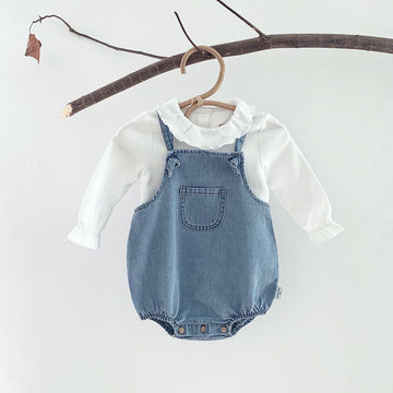 Summer New Style Denim Romper Children's Sling Baby Girl Cotton Suspenders Climbing Clothes