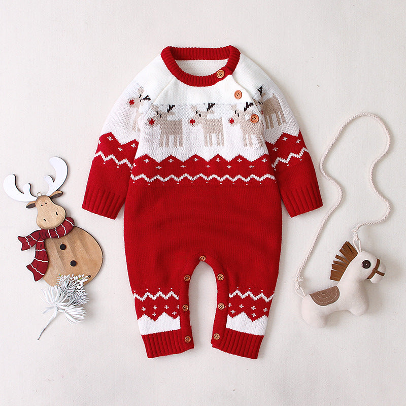 Children's Christmas Elk One-piece