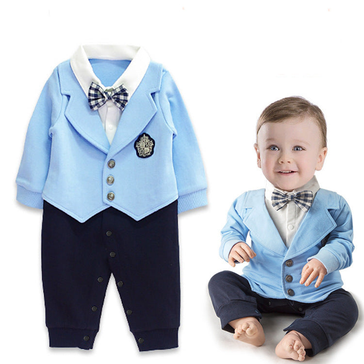 Boys Long Sleeve Bow Gentleman Romper