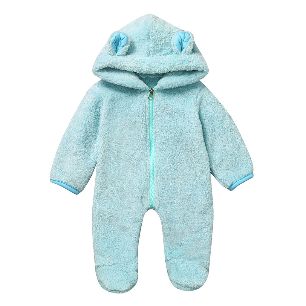 Hooded design jumpsuit with fleece