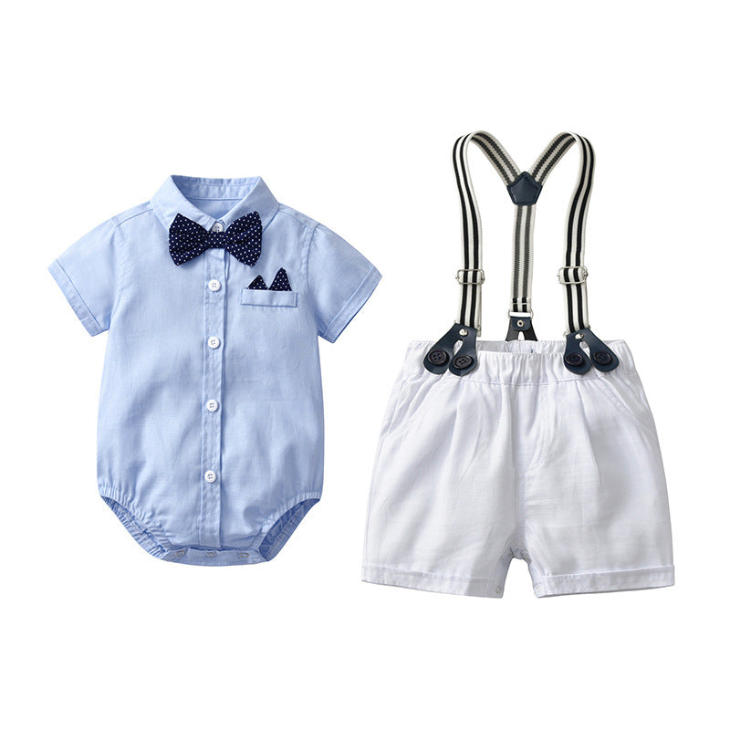 Baby Boy Gentleman Romper Suit Short-sleeved Shorts Romper